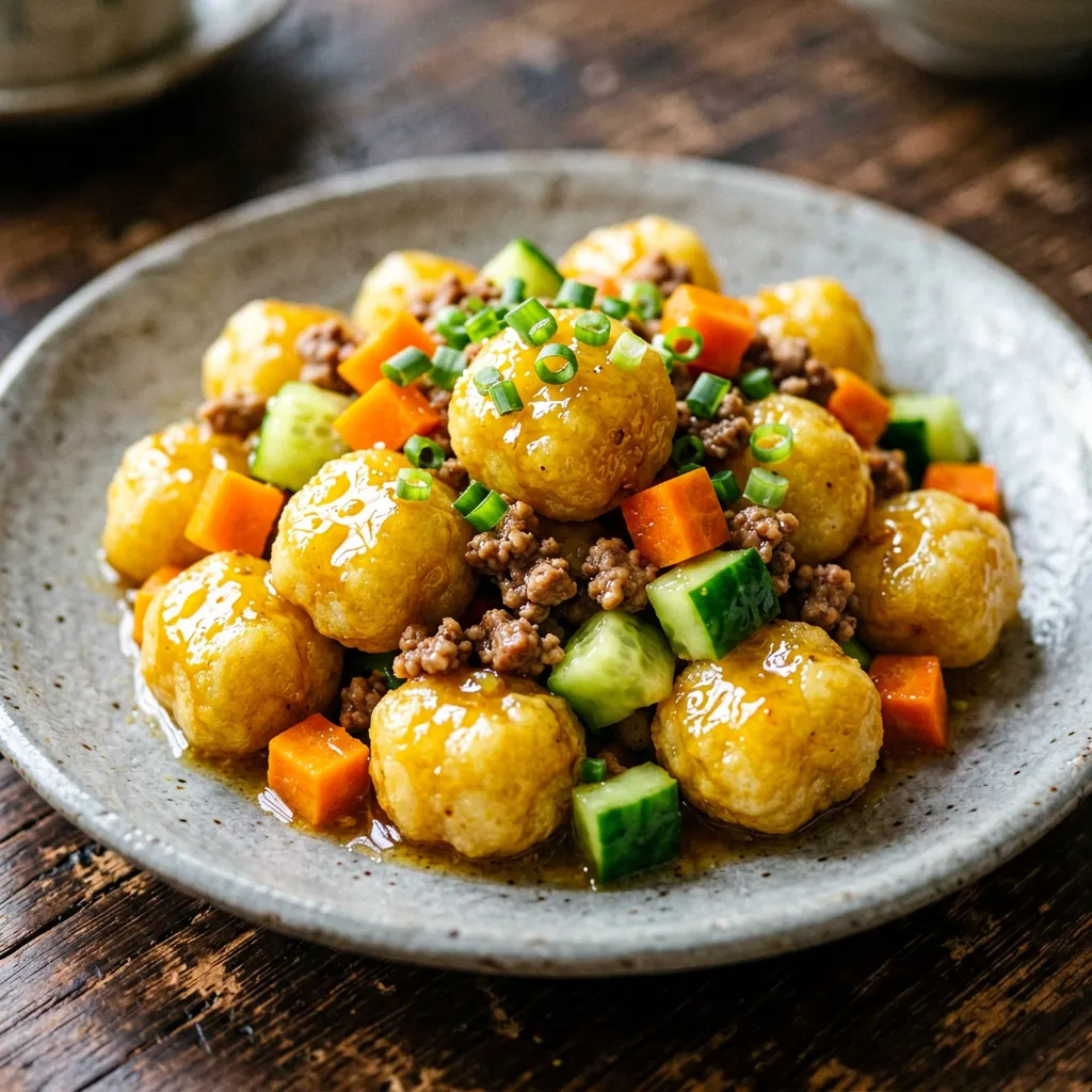 Dés de Pâte Sautés à la Pékinoise