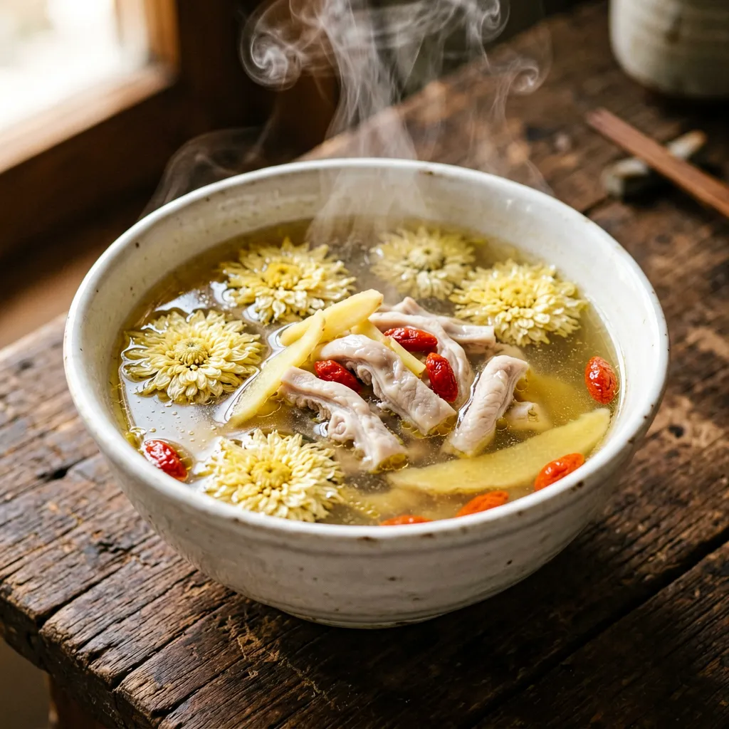 Sopa de estômago de porco com crisântemo