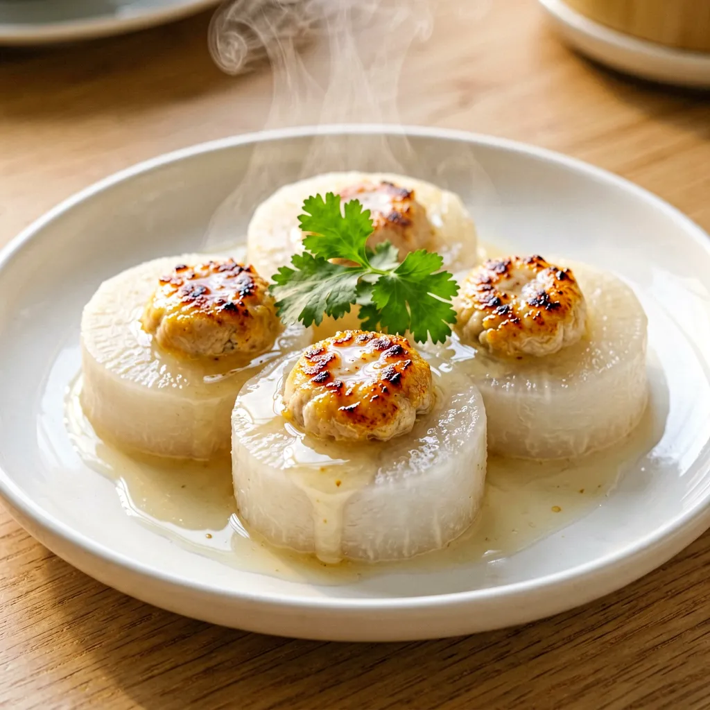Radis blanc farci au poisson et à la coriandre