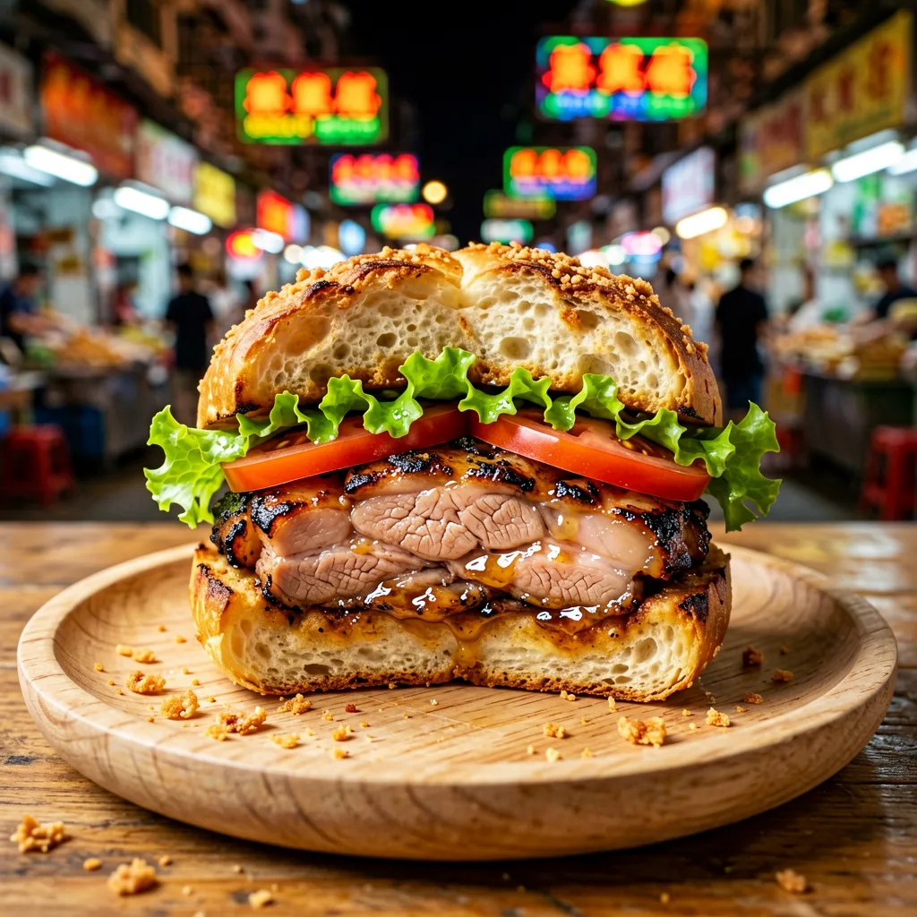 Bife de porco à moda de Macau no pão
