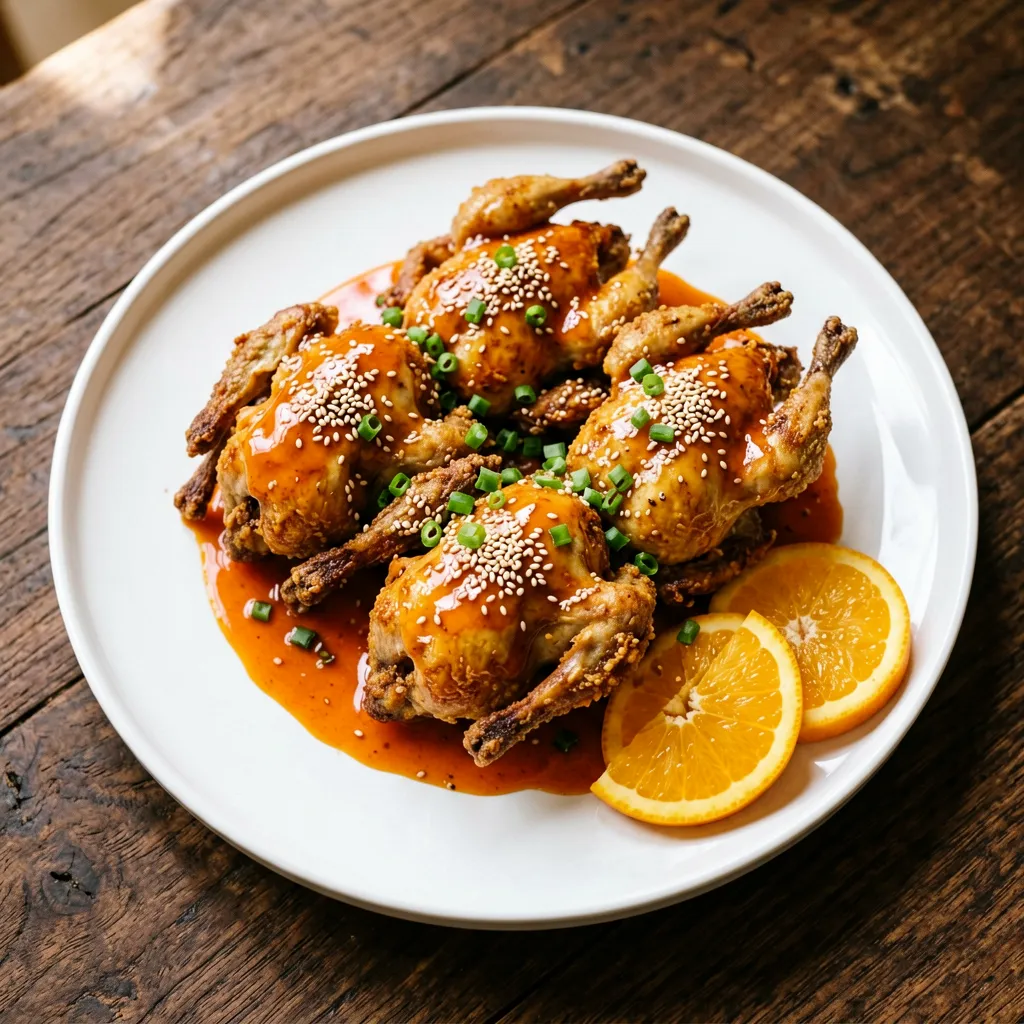Codorniz en salsa de naranja