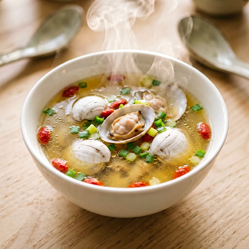 鸡汤汆海蚌