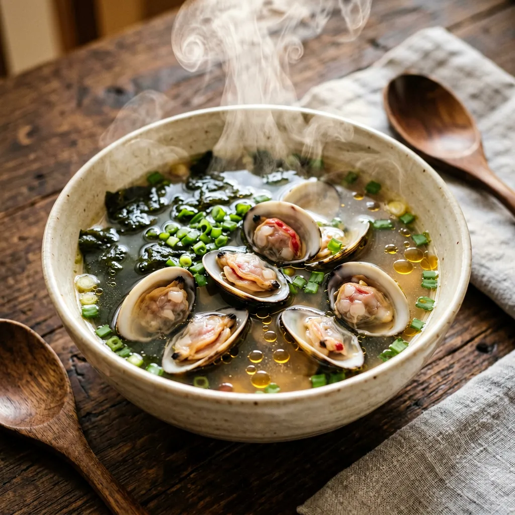 Sopa de algas e amêijoas