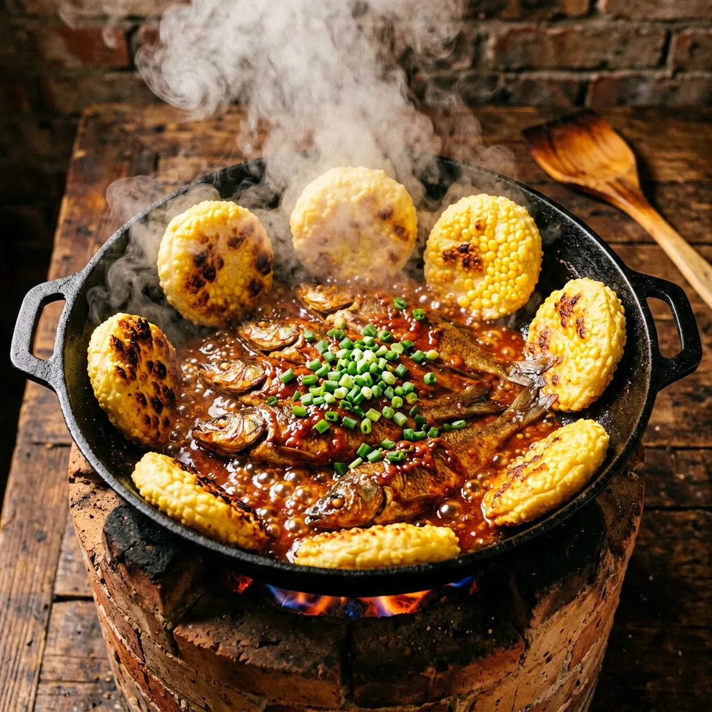 ভুট্টার পিঠার সাথে ছোট মাছের ঝোল