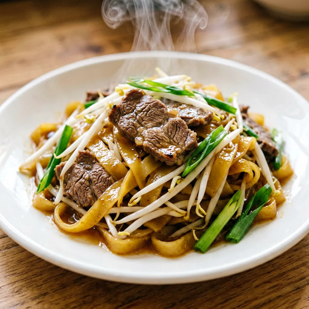 Chow Fun salteado de res