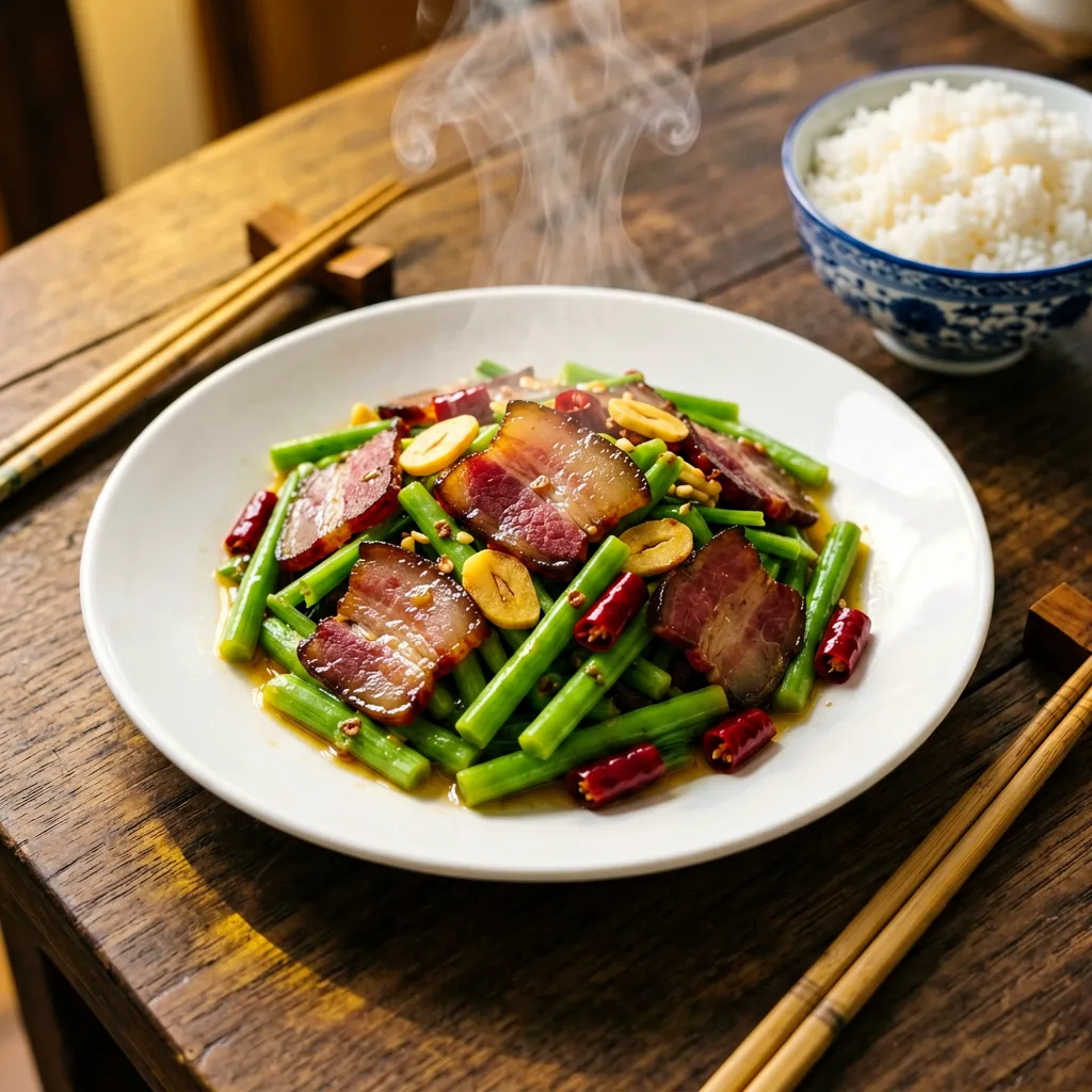 腊肉炒菜薹